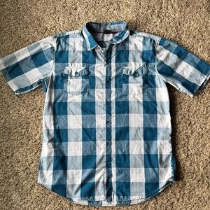 Burnside Teal and White Plaid Men's Shirt